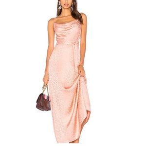 LPA blush pink cowl neck leopard print maxi gown size small